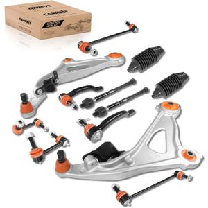 Front Lower Control Arm Suspension Kit with Orange Ball Joint Sway Bar Inner Outer Tie Rod Boot Compatible with 2013-2020 Nissan Pathfinder 2013 Infiniti JX35 2014-2022 Infiniti QX60,12PCS