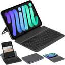 HOU Keyboard Case for iPad mini 7th (A17 Pro, 2024) & 6th (2021) 8.3-inch, Ultra Slim Folio Type of Keyboard, Power Display, Magnetic Protective Cover Support iPad mini 6/7 (Black)