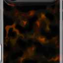 LUMARKE for iPhone 17 Pro Max Case Cute - Wireless Charging Compatible - Dual-Layer Soft Silicone + Hard Shell - Trendy Floral Design - Glossy Phone Cover for Women - Tortoise Shell