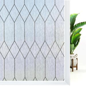 Window Privacy Film, Moroccan Pattern Static Cling, Rain, 35.4" x 118.1"