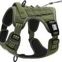 AUROTH Tactical Dog Harness for Large Dogs No Pull Adjustable Pet Harness Reflective K9 Working Training Easy Control Pet Vest Military Service Dog Harnesses (S(Neck:14-21",Chest:20-31"),18-35 lbs, Green - Deep Enrich)
