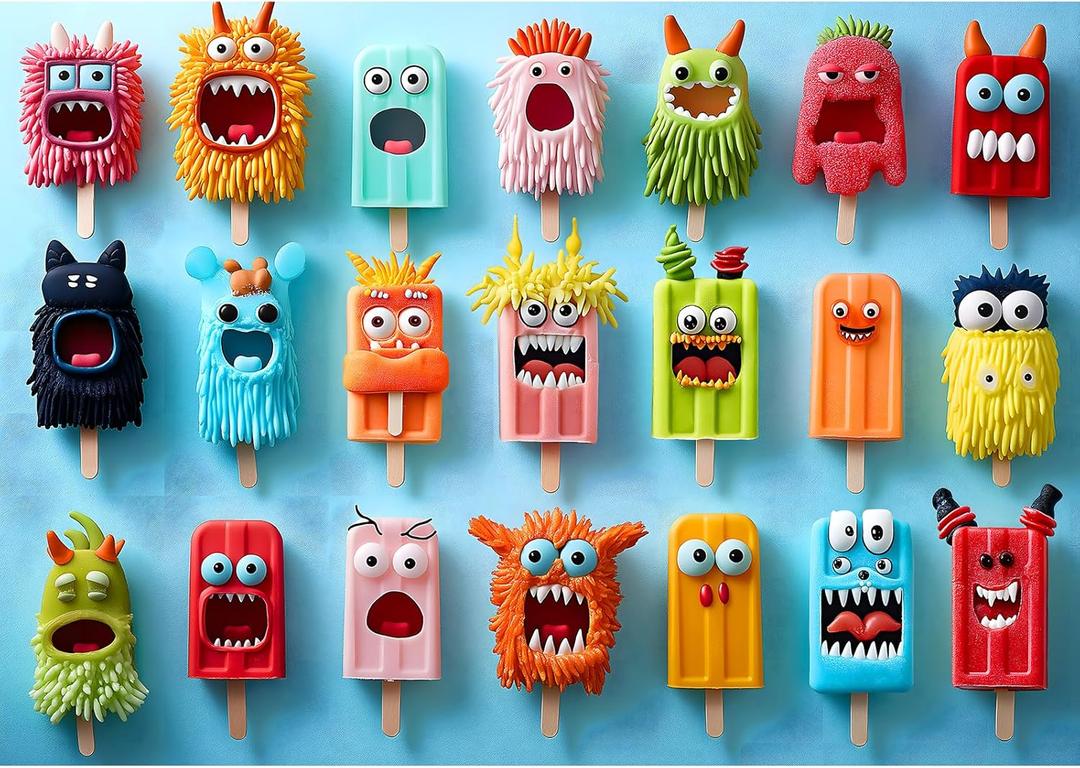 500 Piece Puzzles for Adults Funny Colorful Monster Ice Cream Jigsaw Puzzles 500 Pieces Cute Food Family Puzzle Challenging Family Puzzle Games Gift for Adults (21"x15")