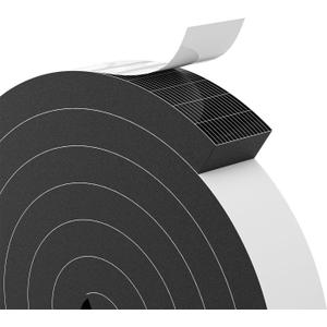 1"2" EVA Foam Strips with Adhesive Weather Stripping Tape Larger Foam Weather Stripping Strip for Large Gap Insulation (1"2",13FT,Black)