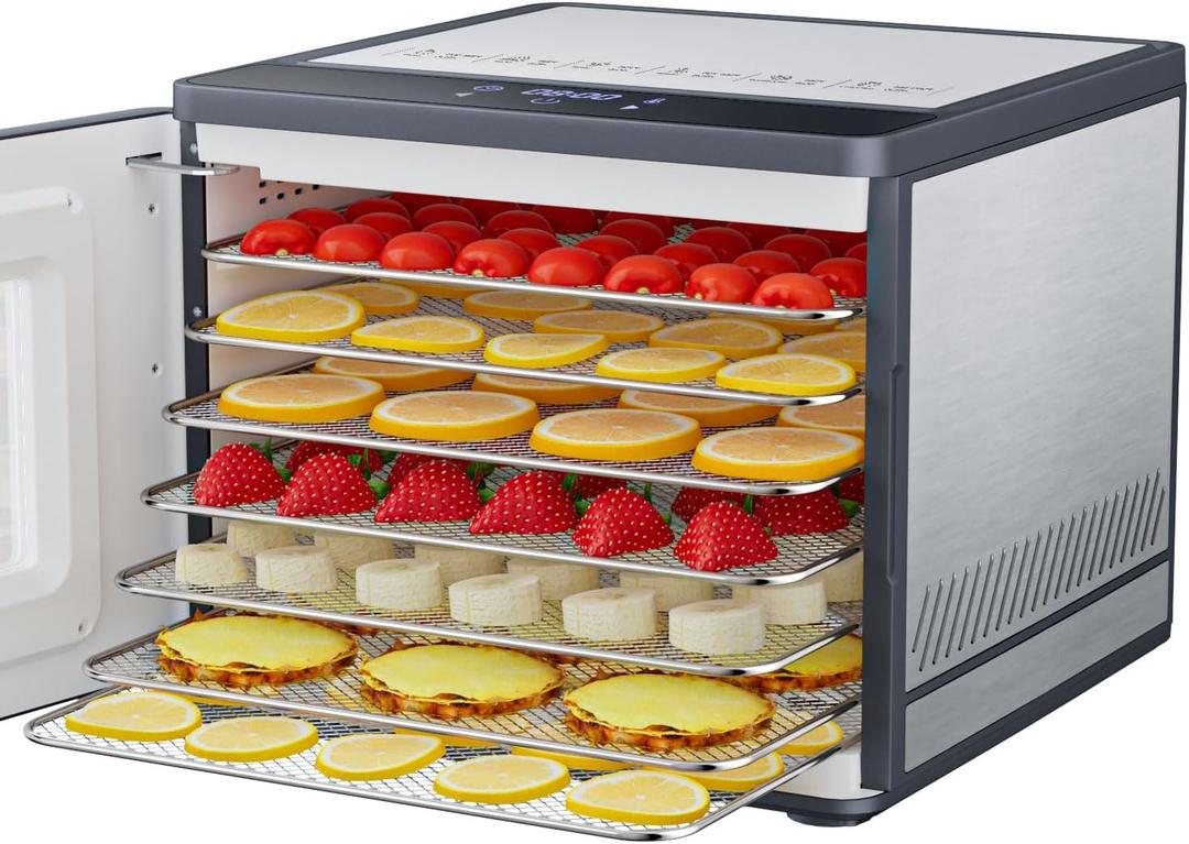 Food Dehydrator Machine for Jerky Beef: TINANA Stainless Steel Food Dryer for Meat - Digital Food Dehydrater for Fruit Herbs (gray)