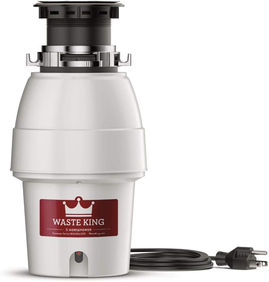 Waste King L-2600 Legend Series 1/2 HP Continuous Feed Garbage Disposal with Power Cord, Waste Disposer for Kitchen Sink