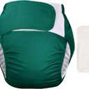 WEEOATAR Unisex Reusable Adult Cloth Diaper,Washable Swim Nappies,Adjustable Incontinence Pocket Diaper with Magic Stickers,Protective Underwear for Seniors,Disability,Postpartum(Green) One Size