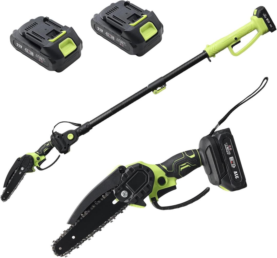 2-in-1 Electric Pole Saws for tree trimming,8 Inch Brushless Cordless Pole Saw & Mini Chainsaw with 56inch Extension Pole,2 batteries powered,Tree Trimmer for Wood Cutting Limb Branch Cutter Pruner