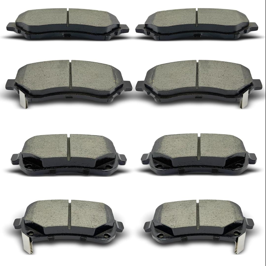 Front Rear Ceramic Brake Pads 4 Pieces Set fit for 2008-2016 Chrysler Town & Country,for 2008-2011 Dodge Grand Caravan/Journey,for 2009-2014 Volkswagen Routan