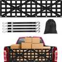 Heavy Duty Tailgate Net for Truck Bed, Cargo Net with 4 Adjustable Buckle Straps, Durable Nylon Tailgate net Compatible with Jeep, Pickup, Truck, Boat, SUV, 59" x 18"