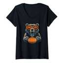 Womens Funny Football Bear Game Day Vintage Shirt Fans V-Neck T-Shirt L Women