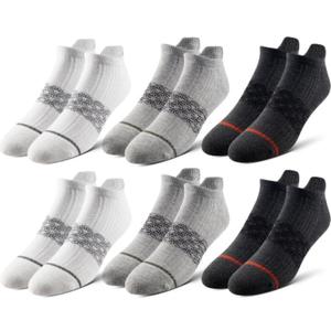 Pair of Thieves Men's Athletic Cotton Low-Cut Socks - 6-Pack Cushioned Comfort Socks for Sports, Work & Casual Wear (White/Black/Grey)