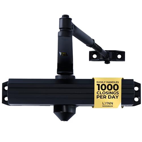 LYNN HARDWARE Medium/Heavy Duty Automatic Door Closer (Matte Black) - Commercial Grade, Contractors Choice, Adjustable Speed & Force, 3 Mounting Options, 3 Hour Fire Rated (DC7016 Model)