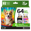 64XL Black and Color Ink Cartridge Remanufactured Replacement for HP Ink 64 HP64 HP64XL Combo Pack Compatible with HP Envy Photo 7800 7855 7858 7100 7155 6200 6255 Tango X Series Printers