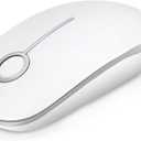 VssoPlor Wireless Mouse, 2.4G Slim Portable Computer Laptop Mouse with Nano Receiver Quiet Silent Optical Mice for Notebook, PC, Laptop, ComputerWhite and Silver