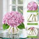Real Touch Faux Hydrangea Flowers in Glass Vase, No Watering Needed Silk Hydrangea Artificial Flowers for Farmhouse Wedding Decor Dining Table Centerpiece Bedroom Decor