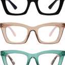 AMOMOMA Trendy Oversized Blue Light Stylish Readers for Women,Retro Square Cute Sturdy Computer Womens Reading Glasses AM6042