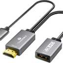 Active HDMI to DisplayPort Adapter (4K@60Hz), Uni-Directional HDMI (Source) to DP (Display) Converter, Male to Display Port Female Compatible for PS 4/5, Xbox 360 One, PC, Laptop
