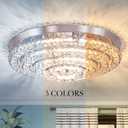 Modern LED Chandelier Flush Mount with Remote Control Dimmable Four Rings Ceiling Lamp Round Ceiling Lihgt Fixture for Bedroom Living Room Dining Room