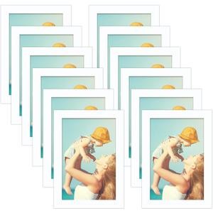 CRUGLA 12 Packs 4x6 Magnetic Picture Frames for Refrigerator White Peel and Stick Frame Bulk, 4 by 6 Photo Holders for Fridge Dishwasher Whiteboard (4x6 Frames 12 Packs, White Frame)