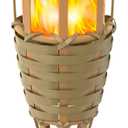 Evelynsun Flickering Flames Solar Powered Lights - Upgraded Solar Torches Waterproof Outdoor Decorative Lighting Auto On/Off, Handmade Bamboo Finish, 1 Pack