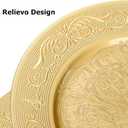 12 Pack Gold Charger Plate, 13 Inch Heavy Weight Charger Plates for Dinner, Reusable Plastic Embossed Table Chargers for Wedding, Christmas,Thanksgiving, Birthday, Holiday Tabletop Decor