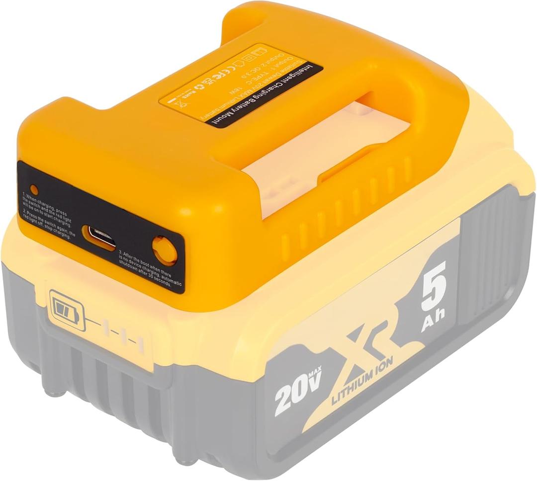 Battery Adapter Compatible with Dewalt 18V/20V Battery Adaptor with USB Charger & Type-C PD Power Source Charger for 20v 18V MAX Lithium BatterieAdapter Only