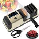 Professional 5-in-1 Electric Knife Sharpener w/LCD, Scissor Sharpener with 3-Speed & 100% Diamond Abrasives -Precision Angle Guides Sharpens Straight, Serrated, Cleaver Knives