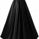 Diydress Women's Long Fashion High Waist A-Line Satin Skirts with Pockets