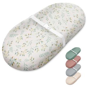 Blissful Diary Muslin Baby Changing Pad with Waterproof Lining Foam, Baby Changing Table Pad with Cover for Dressers (Botanical Leaf, Avocado)