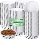 meekoo 600 Pcs Large Pet Disposable Feeding Bowls Liner Bulk Cat Food Bowls Small Paper Dish Paper Liner for Small Dogs Cats Dish Wet Food Feeding Station(White,Paw)