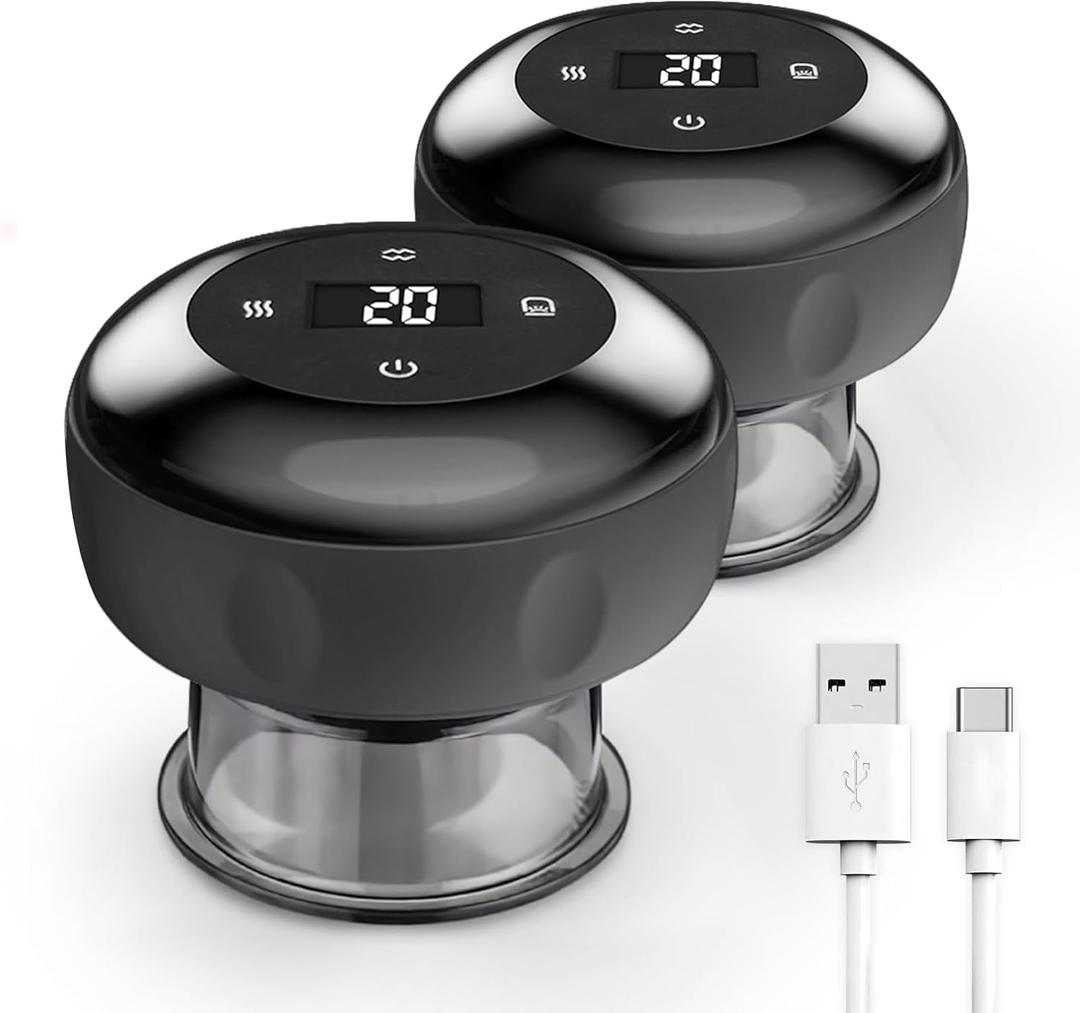Smart Cupping Therapy Massager 2 Set, 4 in 1 Electric Cupping Massager Device, Smart Cupper Relieves Muscle Soreness, Improves Blood Circulation and Speeds Up Recovery After Exercise (Black)