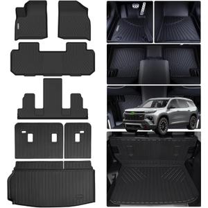Floor Mats & Trunk Mat & Backrest Mat for 2018-2022 2023 Chevrolet Chevy Traverse 7 Seats (2 Row Bucket Seat),TPE All Weather Protection Car Floor Mats with Trunk Mat Covering The Backrest Floor Mats & Trunk Mat & Backrest Mat for 2018-2022 2023 Chevrolet Chevy Traverse 7 Seats (2 Row Bucket Seat),TPE All Weather Protection Car Floor Mats with Trunk Mat Covering The Backrest