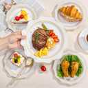 WDF 100PCS White and Gold Plastic Plates - Gold Disposable Plates - Include 50 Dinner & 50 Dessert Plate for Party - Heavy Duty Fancy Plastic Plate for Wedding/Bridal shower/Mother's Day