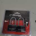 Master Lock Black Vinyl Covered Aluminum Padlock with Key, Keyed-Alike Lock for Toolboxes, Gym Lockers, or Storage Locker, 2 Pack, 141TLF