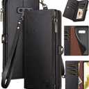 XcaseBar for Samsung Galaxy S10E Wallet case with Zipper Credit Card HolderRFID Blocking, Flip Folio Book PU Leather Phone case Shockproof Cover Women Men for Samsung S10E case Black