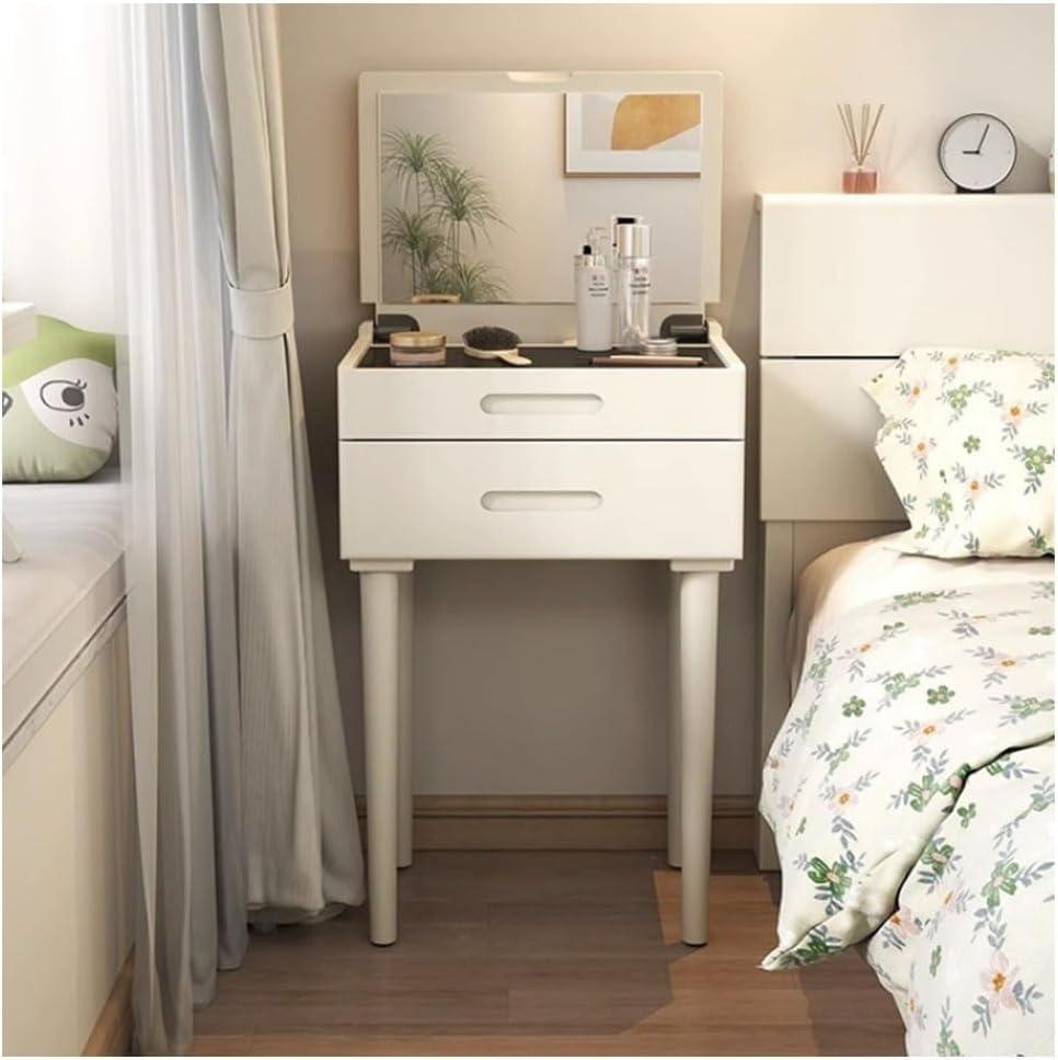 Makeup Vanity with Lights, Small Makeup Vanity Desk 3 Lighting Modes with Adjustable Brightness, Vanity Makeup Desk with Drawers Suitable for Writing Desk/Dressing Table/Bedside Table. (50x40x78cm, White)
