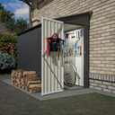 48 FT Outdoor Metal Storage Shed,Heavy-Duty Lean to Storage Shed with Floor Base,Garden Tool Metal Storage House W/Lockable Door and 2 Air Vents,Weather Resistant,for Backyard,Patio,Lawn,Black