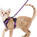rabbitgoo Cat Harness and Leash for Walking, Escape Proof Soft Adjustable Vest Harnesses for Cats, Easy Control Breathable Reflective Strips Jacket, Purple, S
