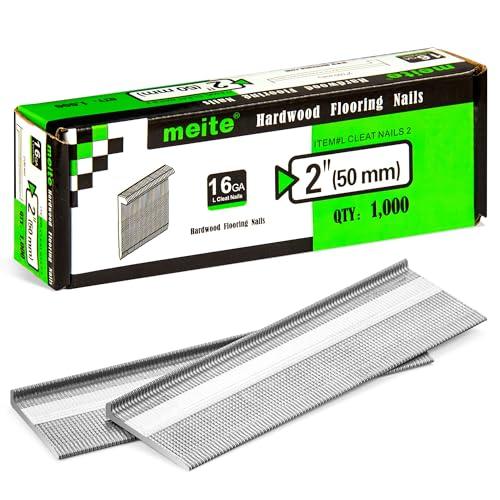 meite 16 Gauge Flooring Nails 2 Inch, 16GA L Cleat Nails Hardwood Flooring Nails for Flooring Nailer Gun (1,000 Counts)