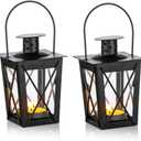 2 Pcs Tealight Lanterns Hanging Candle Holder, Metal Mini Decorative Led Tea Light Candleholder Decoration for Birthday Parties Wedding Centerpiece Relaxing Spa Setting (Black, 2 Pcs)
