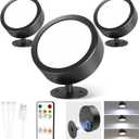 EZVALO LED Wall Mounted Lights, 5500mAh Rechargeable Wall Sconces Lamp, 3 Color Temps & Remote and Touch Control, 360Rotation Dimmable Cordless Wall Light for Bedroom Reading Study Bedside (3 Pack) (Black)