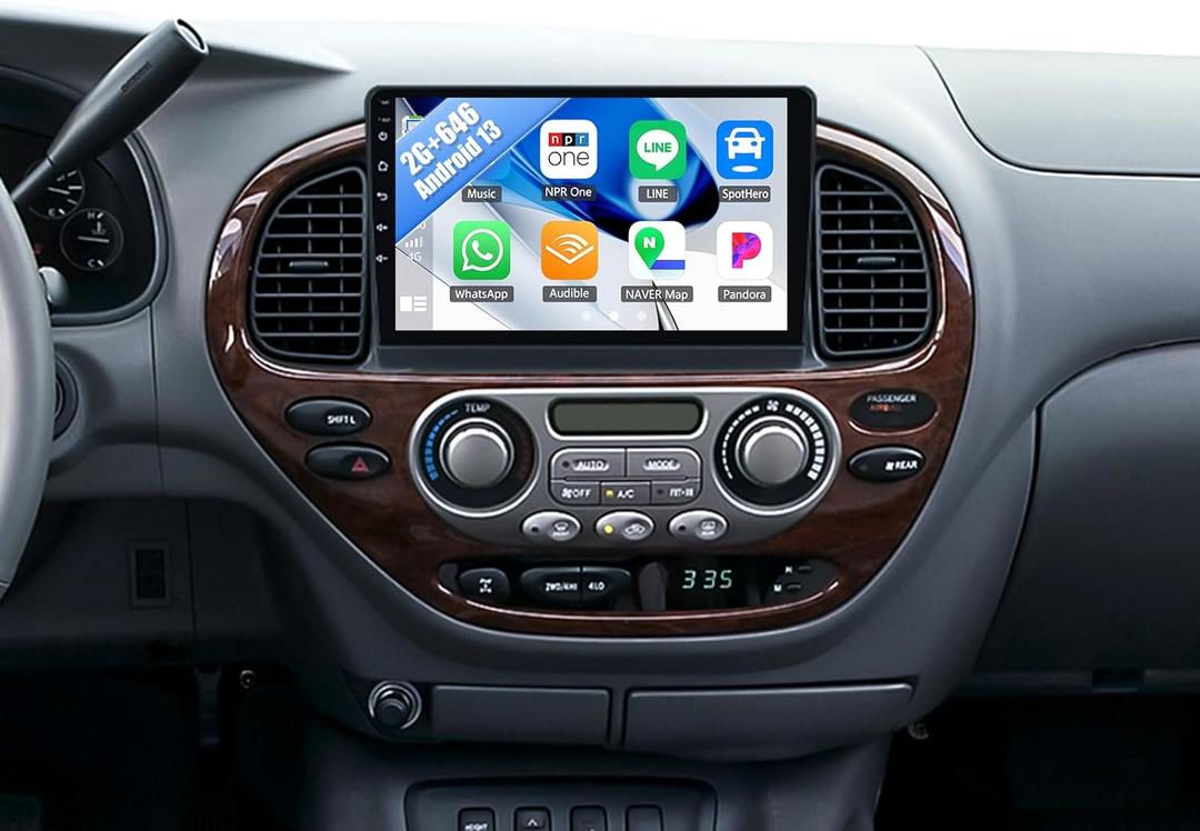 SIXWIN 2G+64G Android Car Stereo for Toyota Sequoia 2005-2007 9 Inch Touch Screen with CarPlay Android Auto Mirror Link Bluetooth FM 28UI Backup Camera GPS Navigation WiFi FM SWC MIC
