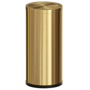 30L/8GAL Gold Brass Kitchen Trash Can,Tall Commercial Garbage canLarge Capacity FILP lid Trash can for Kitchen,Shopping mall,Elevator gate,Airport, Hotel,Commercial (Gold)