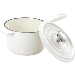 Enameled Cast Iron Sauce Pan, 2 Quarts Round Sauce Pot with Lid, Mini Dutch Oven Enamel Saucepan for Cooking Pasta Sauce, Marinate, Simmer, Refrigerate and Serve
