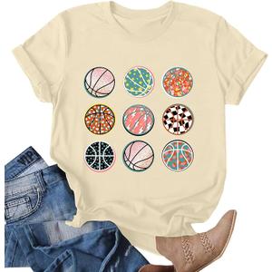 Ithalt Baseball Mom Shirt Game Day Shirts Baseball Graphic Tshirts Baseball Lover Gifts Tops(BBeige, X-Large)