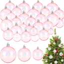 Iridescent Ornaments Balls 45 PCS, Plastic Set Clear Fillable Christmas Ball Ornaments for Tree, Wedding, Party, New Year (Pink)