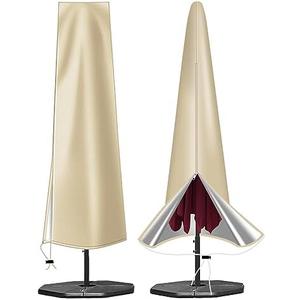 OKPOW Umbrella Cover 420D Oxford Fabric Patio Umbrella Covers Waterproof with Zip, for 9ft to 12ft Garden Outdoor Umbrella (Khaki)