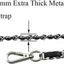 HAHIYO Metal Plus Synthetic Leather Purse Chain Strap Length 31.5 Inch Silver Black for Shoulder Cross Body Sling Purse Handbag Clutch Replacement Comfortable 0.47 Inch Wide 5mm Extra Thick 1 Pack