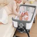 Baby Bassinet, Bassinet Bedside Sleeper with Wheels, Breathable Mesh Bedside Bassinet for Baby, Mosquito Net, Storage Basket, 6 Height Adjustable, Easy to Fold, Grey