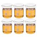 PATIKIL 300ml Low Form Glass Beaker, 6 Pack 3.3 Borosilicate Glass Graduated Printed Scale Measuring Cups with Spout for Kitchen Lab Liquids